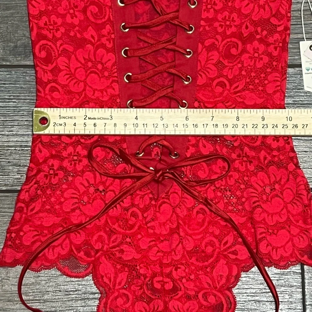 NWT $98 We Are HAH X Free People Spinster Reversible Bodysuit XS Siren Red Top